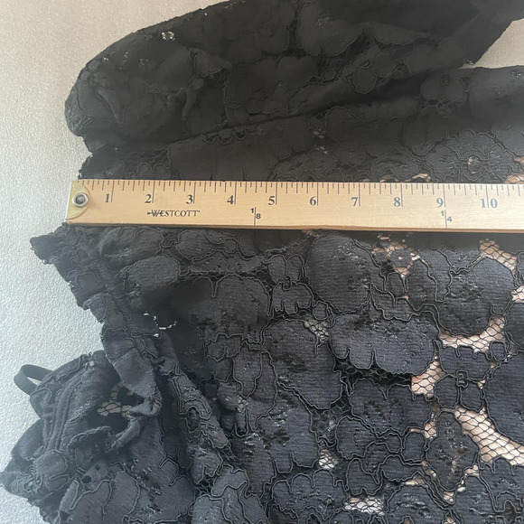 WAYF Lace Blouse Womens Small Black Floral Sheer Attached Tan Cami Mock Neck Top - Picture 6 of 9